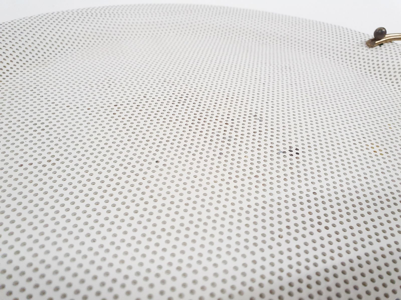 White Metal Perforated Serving Plate, Attrb. To Matthieu Mategot, France 1950's photo vintage