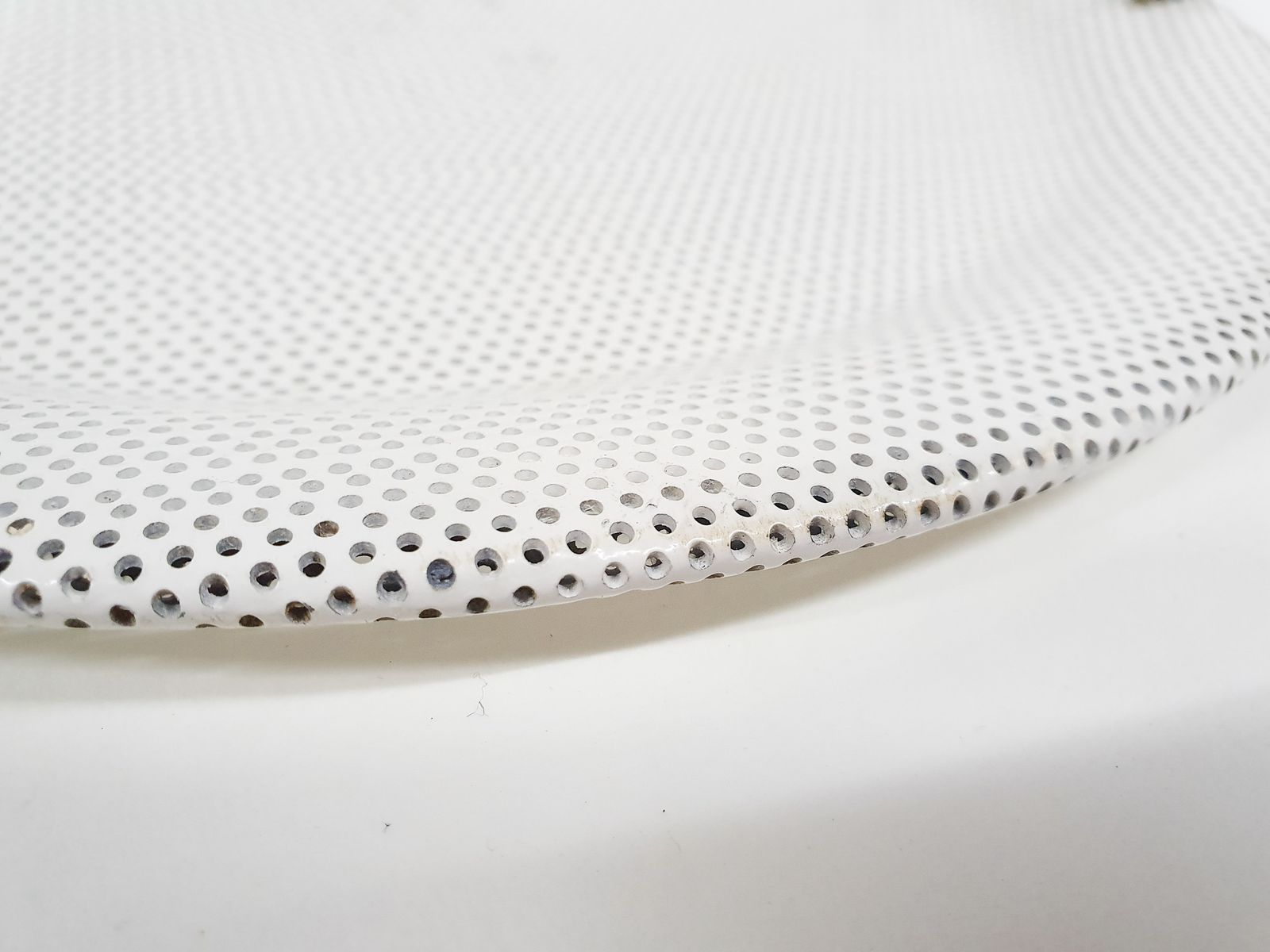 photo furniture White Metal Perforated Serving Plate, Attrb. To Matthieu Mategot, France 1950's
