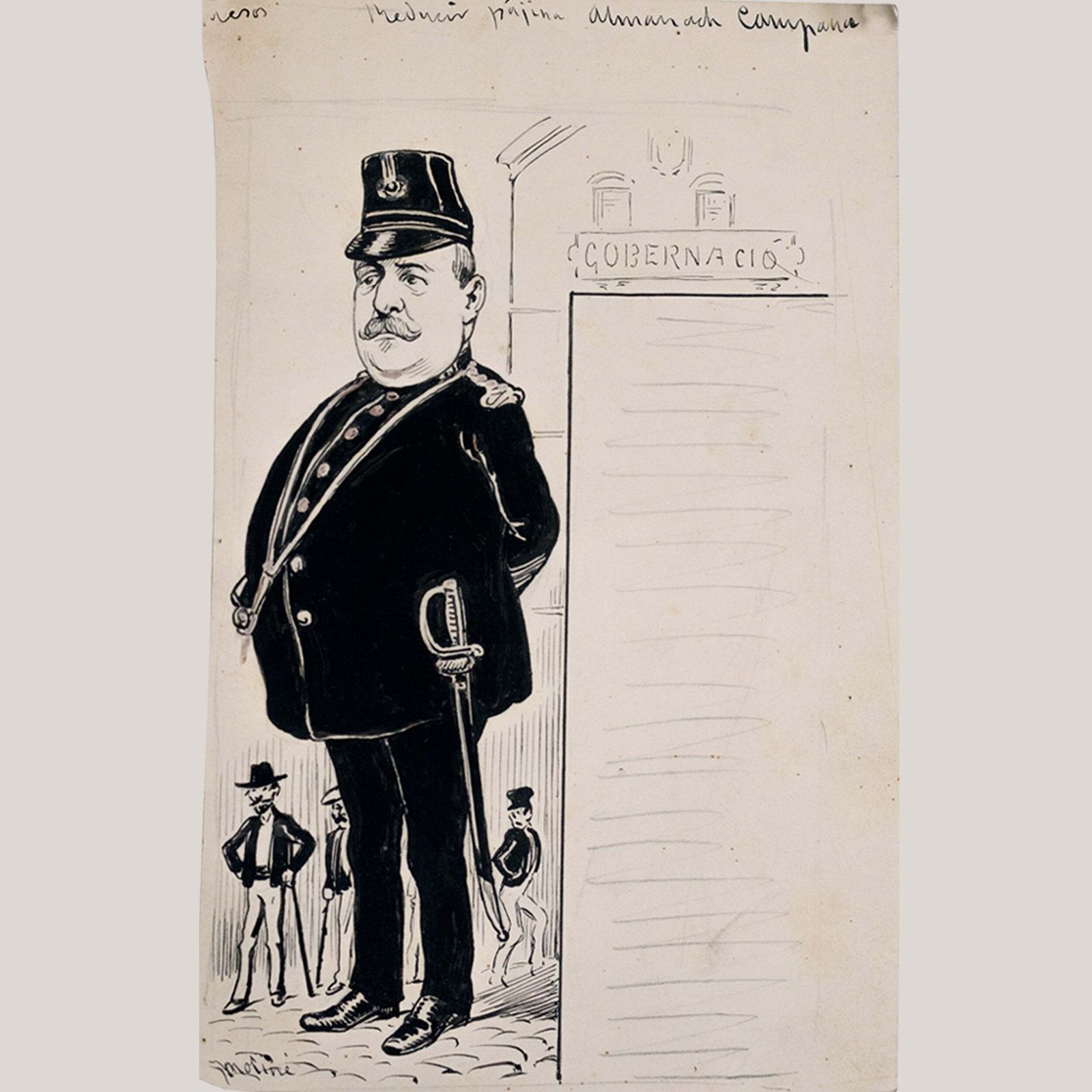 Spaanse Of Catalaanse Satirische Cartoonschetsen – Onbekende Kunstenaars photo vintage