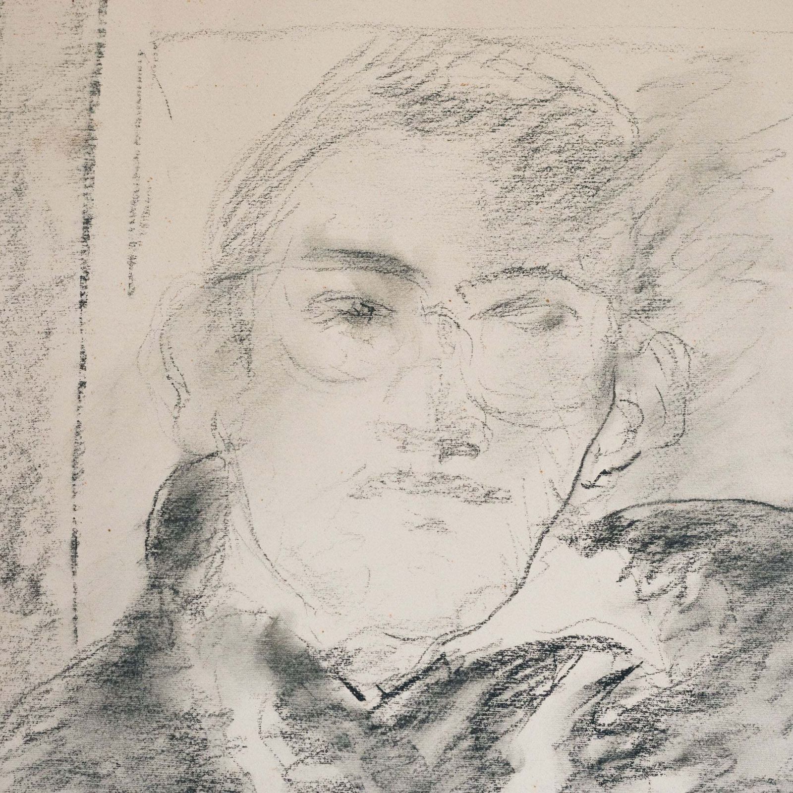 Portrait Study – Unidentified Artist 1962 – Original Modernist Sketch photo 812.0