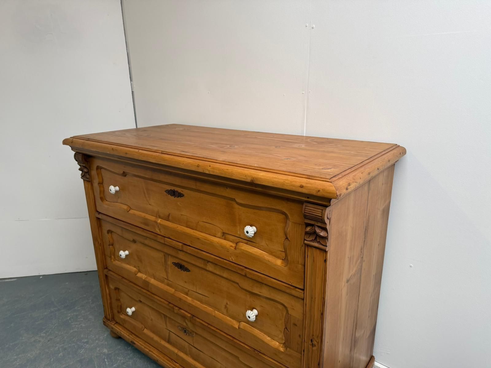 A Pretty Antique Pine Genuine Hungarian Waxed 3 Drawer Chest Of Drawers photo furniture
