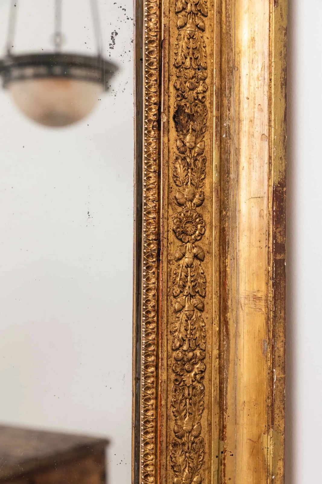Xl Antique Distressed French Gilt Bistro Mirror photo vinterior