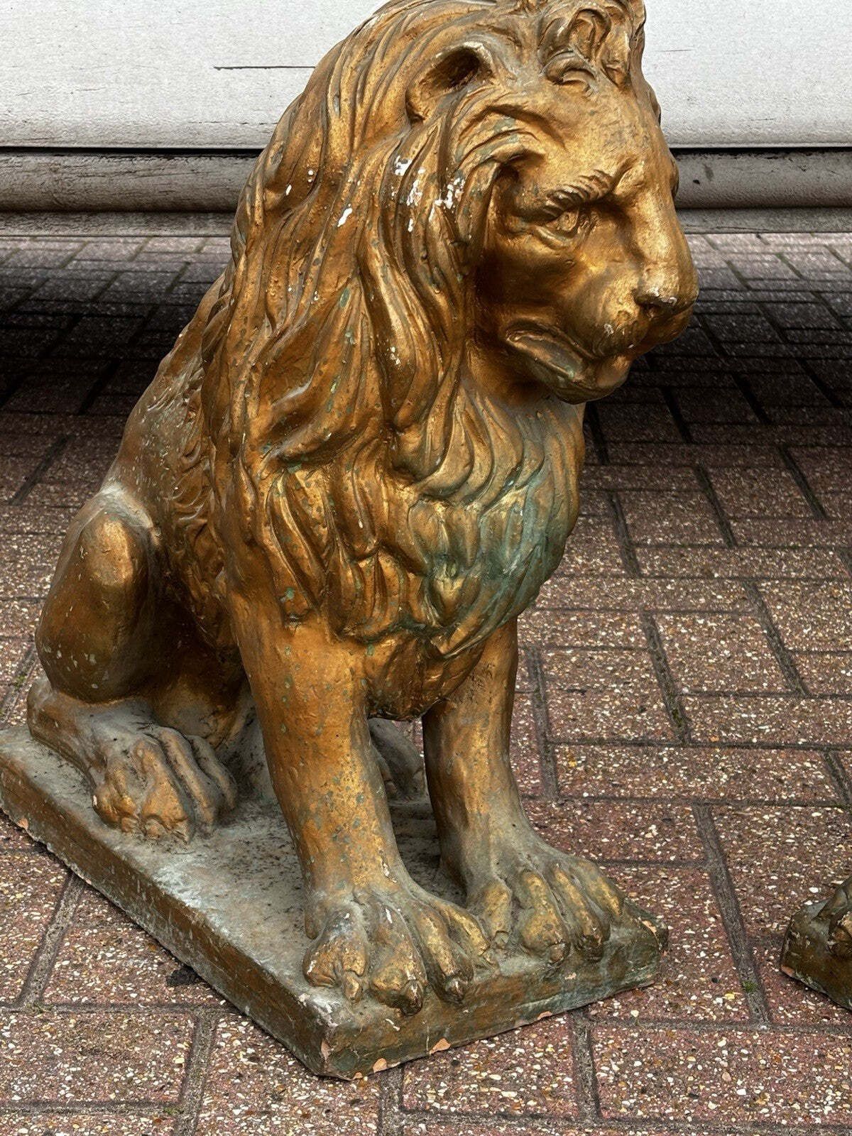 Large Pair Of Old Terracotta Garden Lions photo 710.0