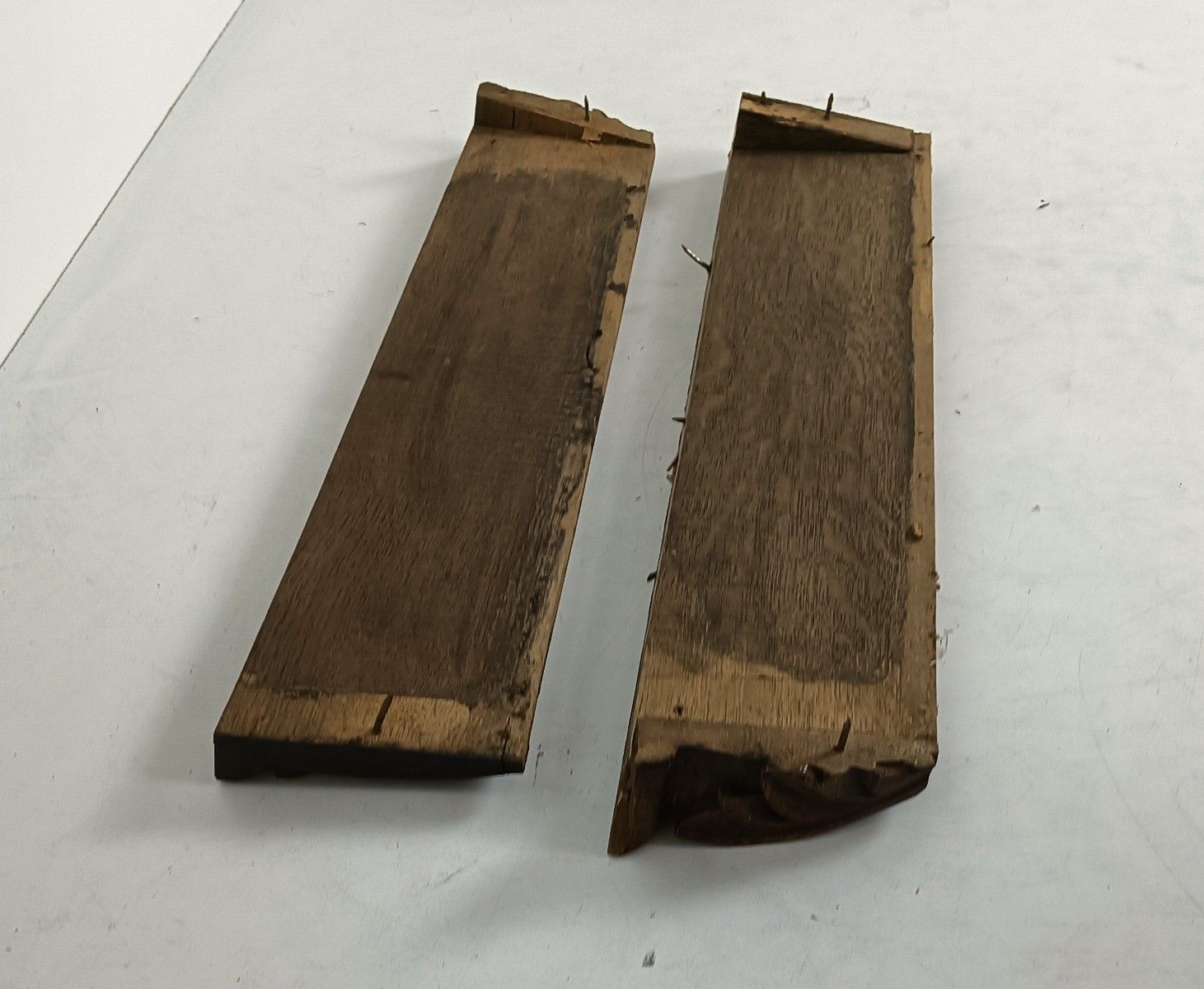 Pair Of Wooden Ornate Reclaimed Cabinet Drawer Panels Antique Salvaged Trims photo buy