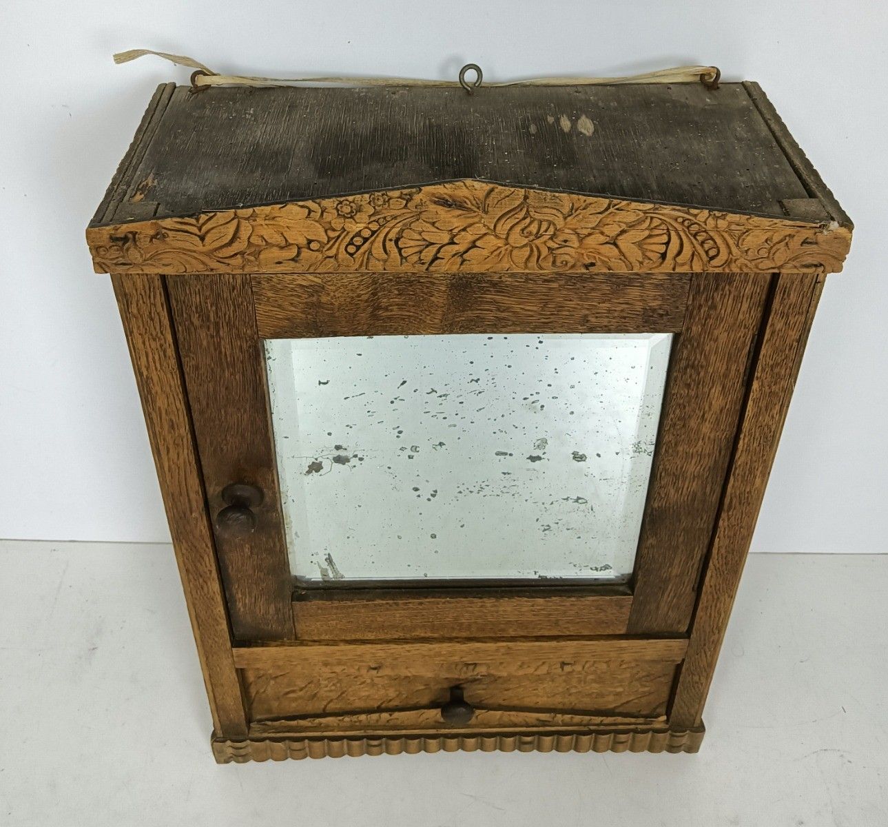 Art Deco Antique Medicine Apothecary Cabinet Bathroom Shaving Wall Hanging Bevel photo vinterior