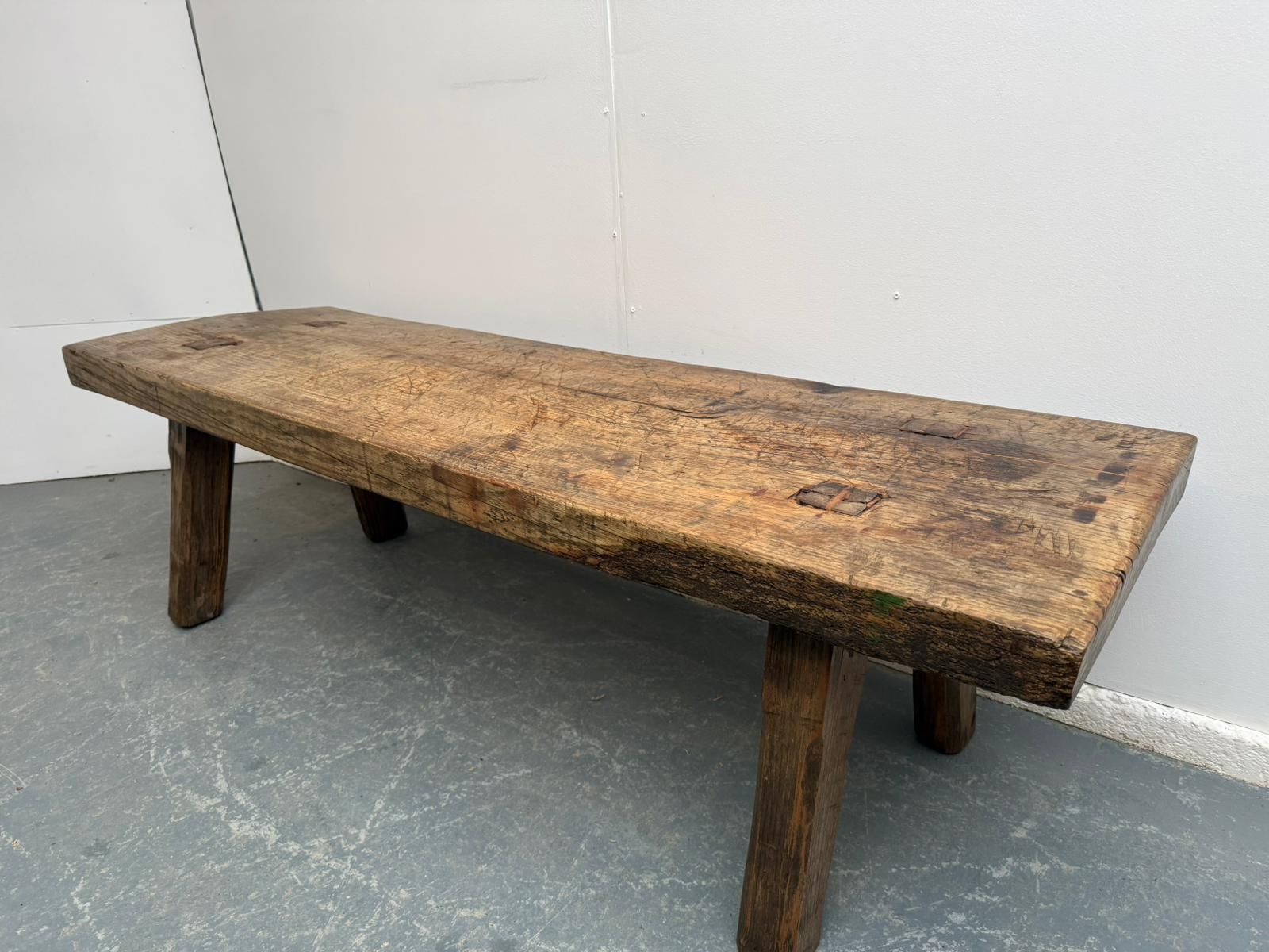 A Narrow Hungarian Antique Oak/Hardwood Coffee Table 171cm photo furniture