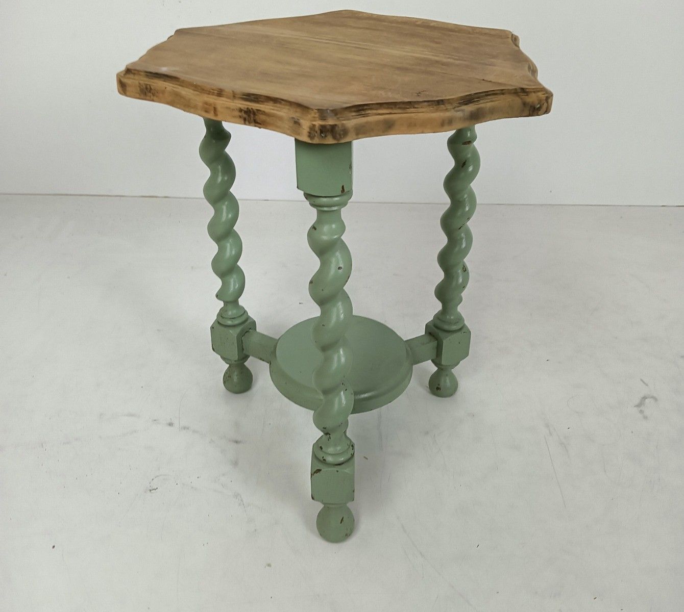 Barley Twist Wooden Side Wine Table Pedestal Plant Bonsai Stand Two Tier Barn Co photo furniture