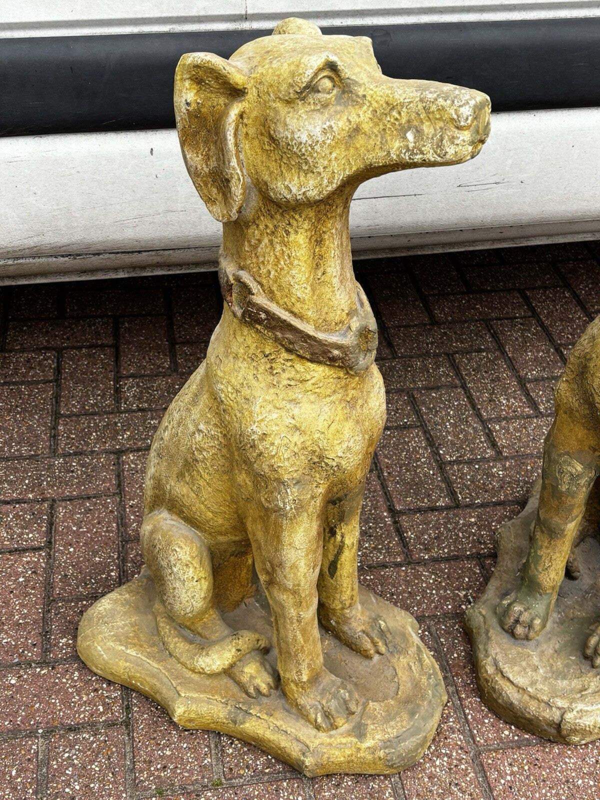 Life Size Pair Of Garden Dog Statues. photo vinterior