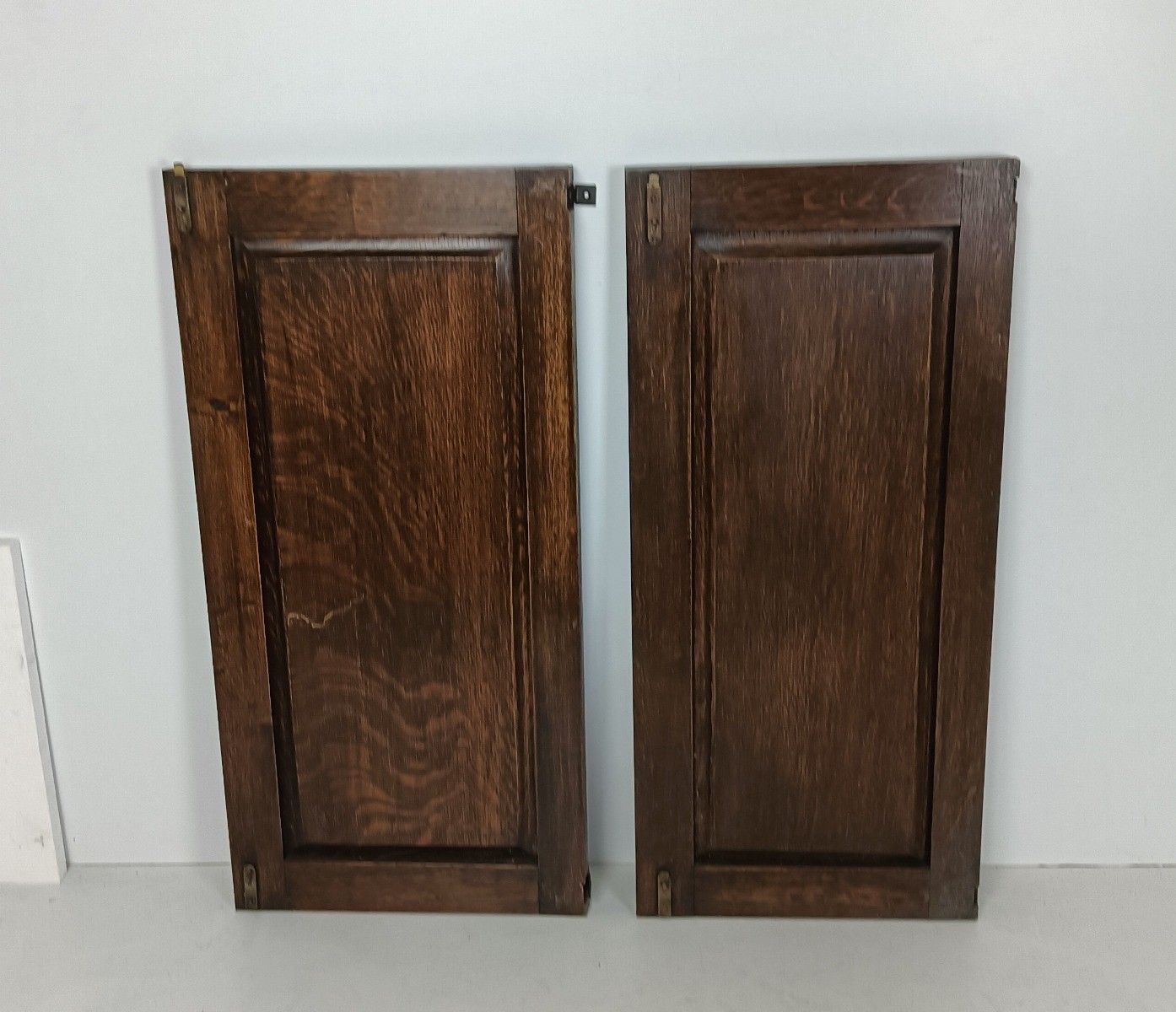 Pair Antique Carved Wood Door Panels Iron Trims Architectural Salvaged Reclaim photo buy
