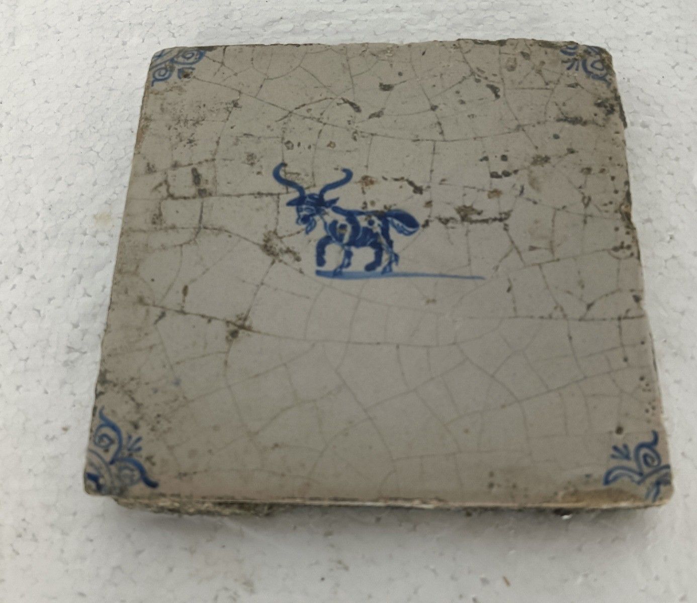1800 Antique Delft Tile Dutch Decorative Candelabrum Goat Blue White Htf photo furniture