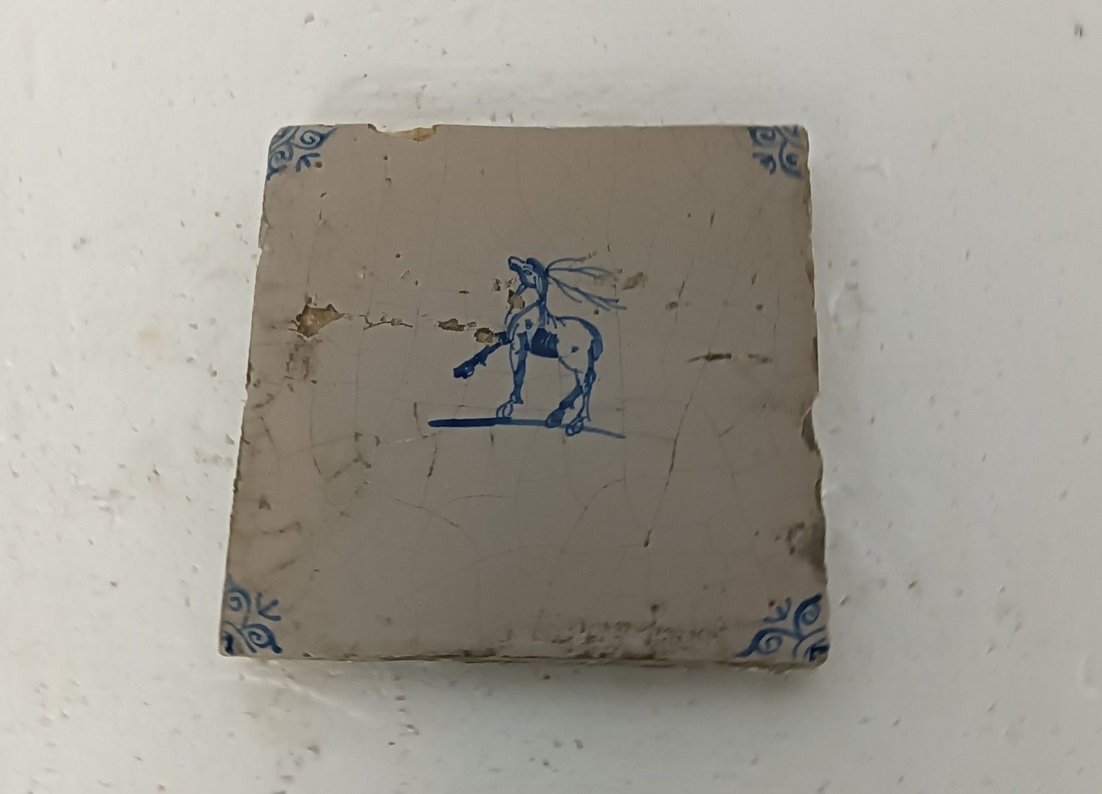 1800 Antique Delft Tile Dutch Decorative Candelabrum Deer Blue White Htf photo furniture