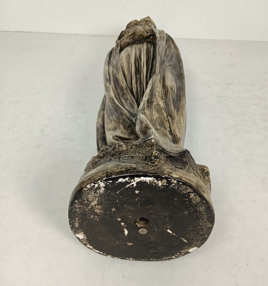Large Statue Plaster Antique Art Deco Virgin Mary Madonna With Infant photo vintage