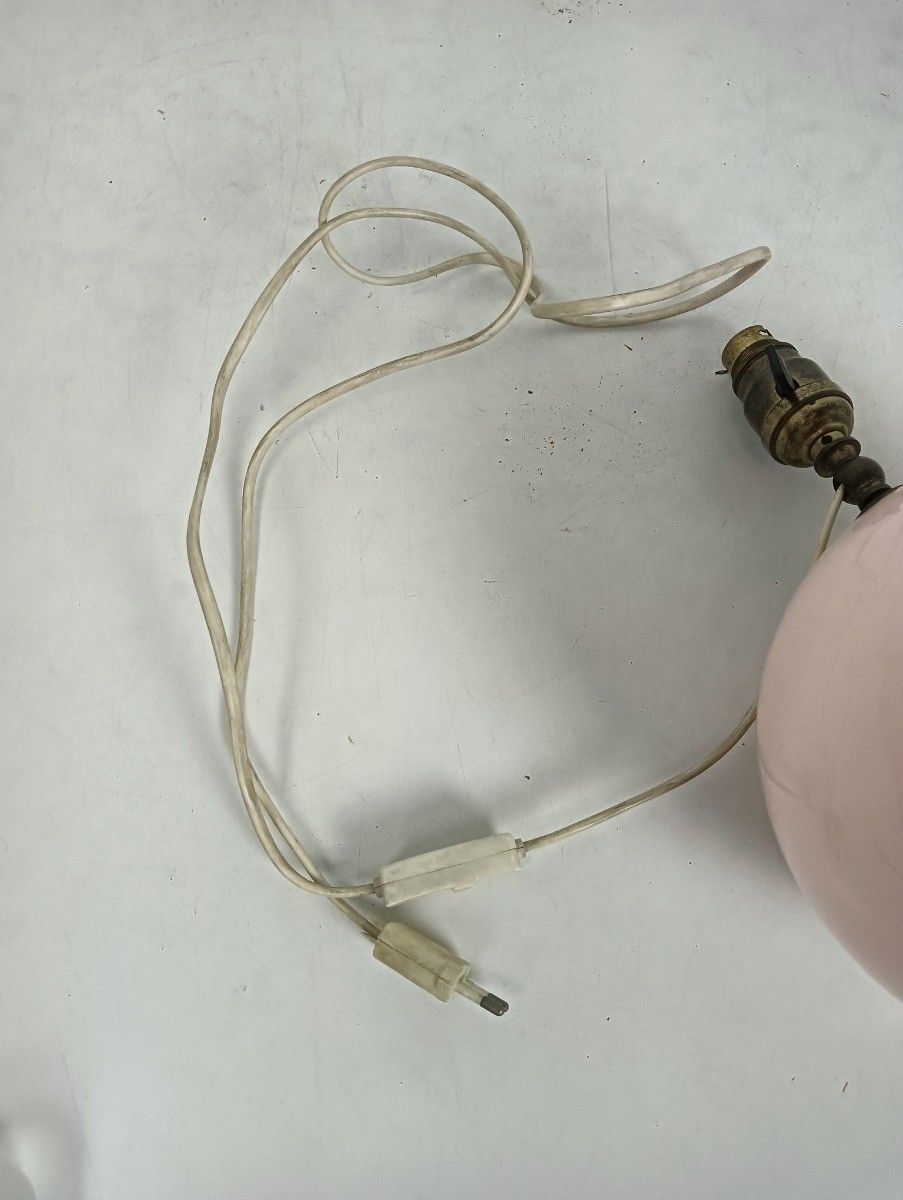 Lovely Pink Table Desk Lamp Glass Ball Baby Pink Vintage photo vintage