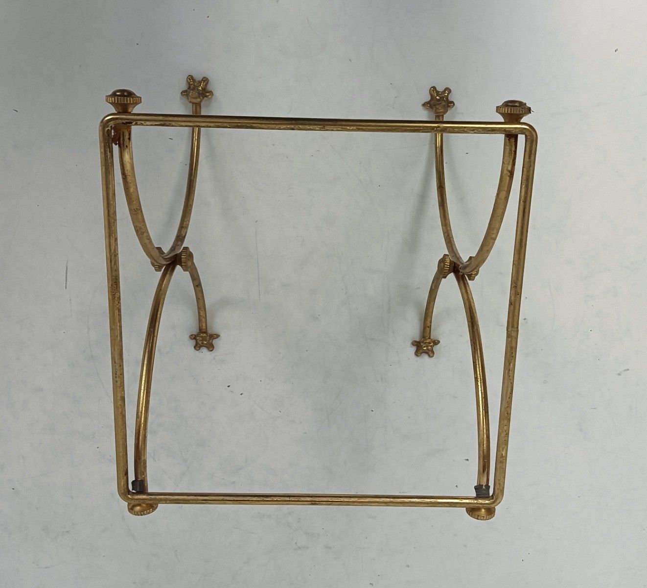 photo for sale Small Brass Marble Pedestal Plant Stand Side End Table Hollywood Regency Vinta