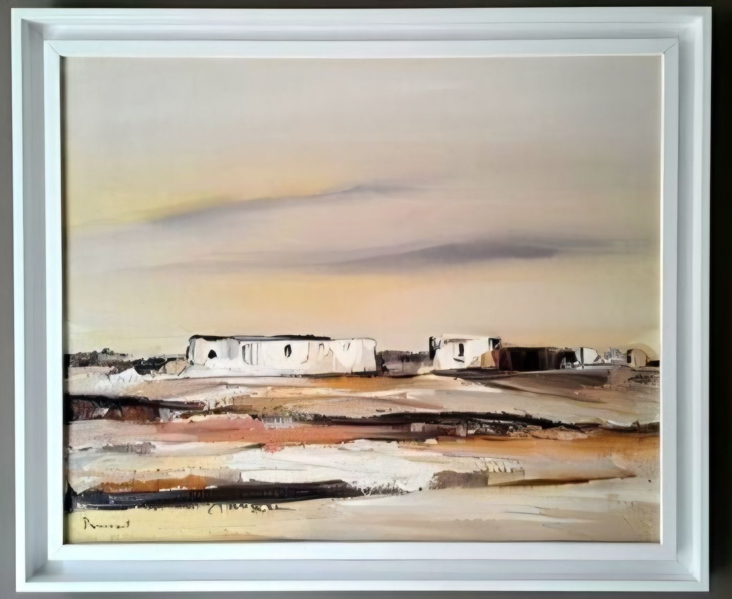 Oil Painting Of An Abstract Landscape | Custom Frame | 20th Century