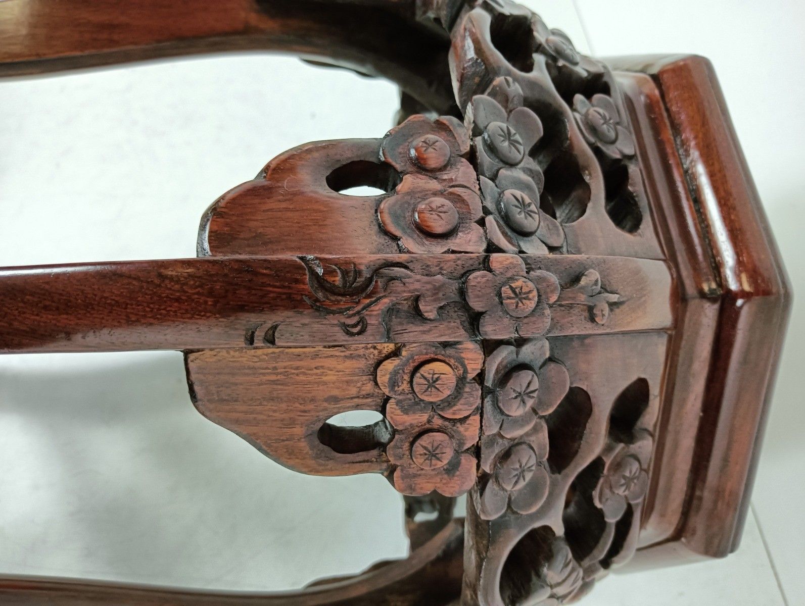 Hand Carved Wooden Chinese Marble Top Hall Console Table Pedestal Bonsai Stand T photo vintage