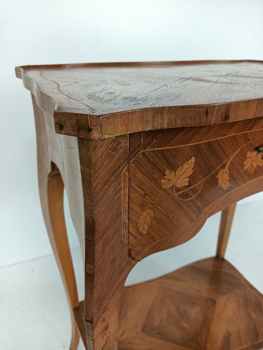 Gorgeous Marquetry Inlay  Table Cabinet Wood Italian End Table  Vintage Hallway photo for sale