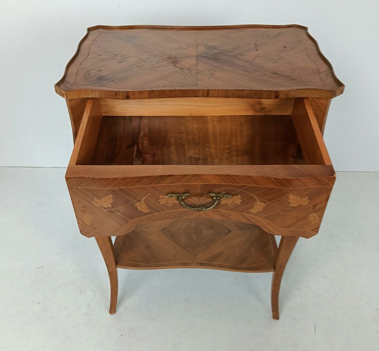 Gorgeous Marquetry Inlay  Table Cabinet Wood Italian End Table  Vintage Hallway photo vintage