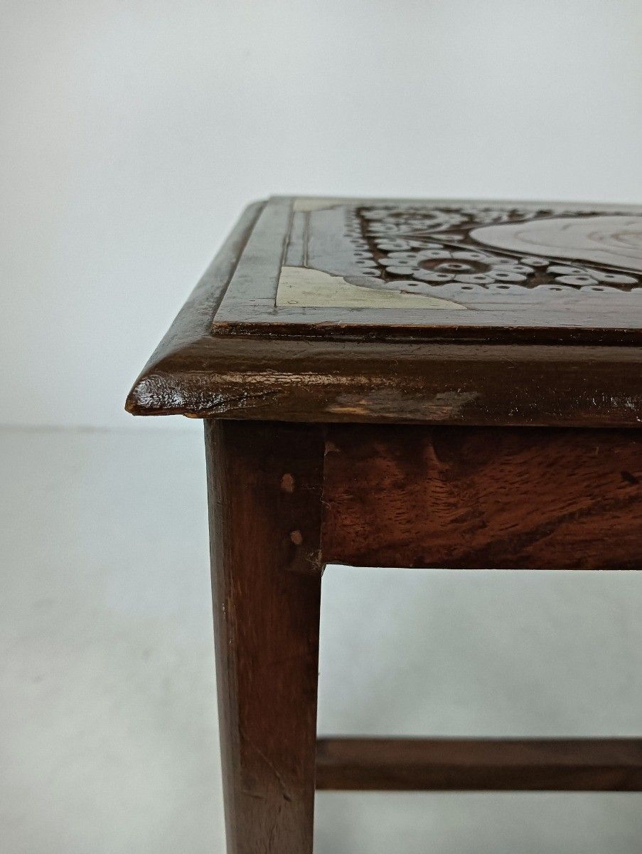 Small Vintage Carved Wooden Side Occasional Tea Wine Table Plant Bonsai Stand  C photo furniture
