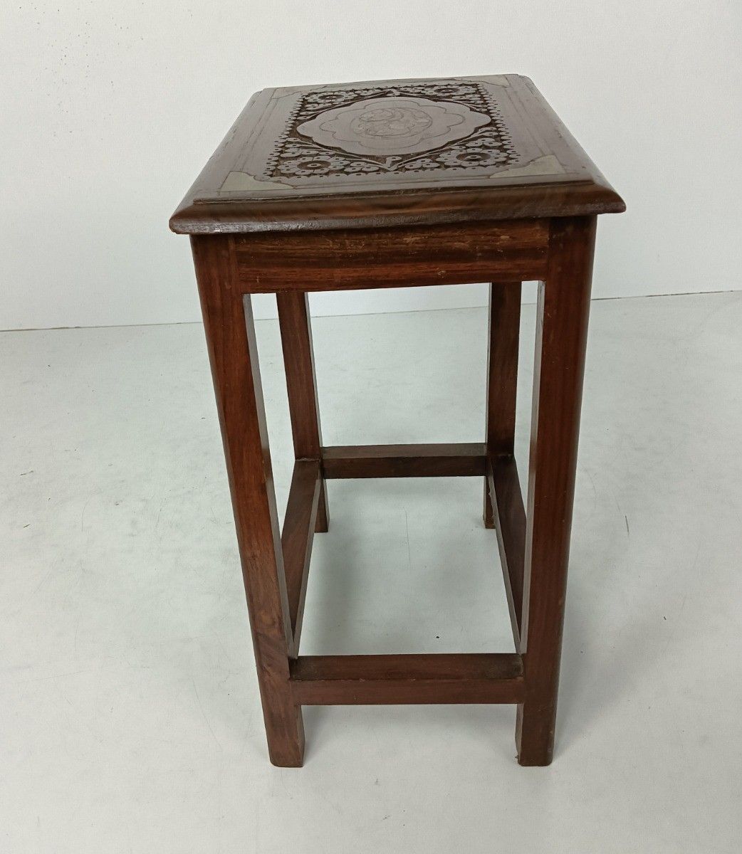 Small Vintage Carved Wooden Side Occasional Tea Wine Table Plant Bonsai Stand  C photo for sale