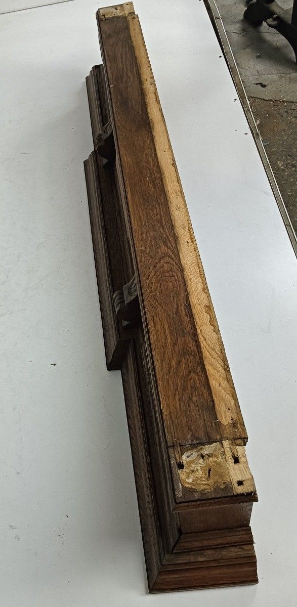 photo for sale Heavy Large Antique Carved Wooden Pediment Over Door Trim Architectural Salvaged