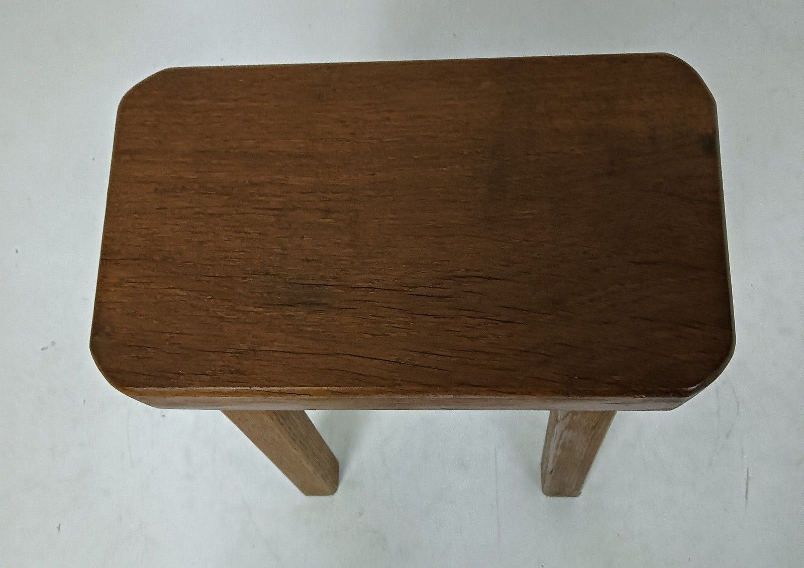 Antique  Carved Wooden Milking Stool Pedestal Plant Stand Side Table, Thick Top photo Furniture