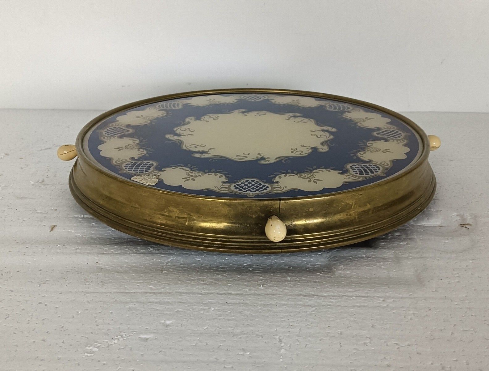 Antique Art Deco Rotating Cake Stand Plate Lazy Susan Turntable Serving Tray photo buy