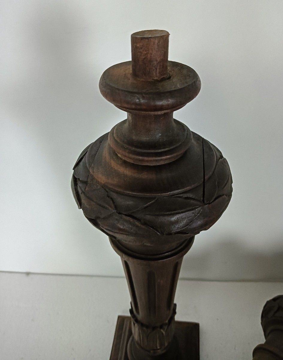 Set Of 4 Large Reclaimed Carved Wood Large Spindles Balusters Trim Posts Pillar photo furniture