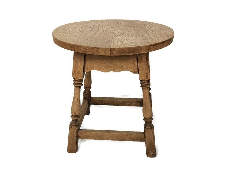 Antique Barn Style Plant Stand Pedestal Side Table Carved Wood Rustic Milking St
