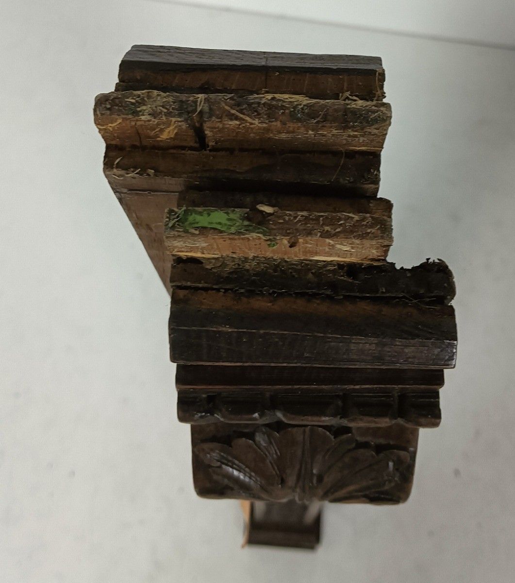 Pair Of Wooden Ornate Reclaimed Pillars Trims Large Antique Salvaged Architectur photo vintage