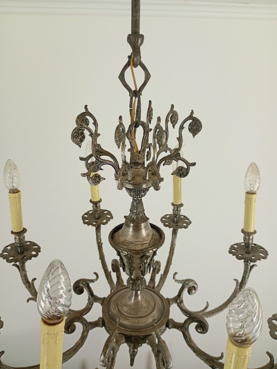 photo for sale Chandelier  Silverplated Metal 9  Lights Arm Ceiling Fixture Neo Gothic Style