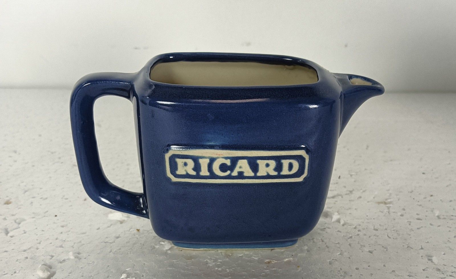 Couple Blue Ricard Pitchers Ceramic France French Authentic Apero Pastis Rare Co photo vinterior