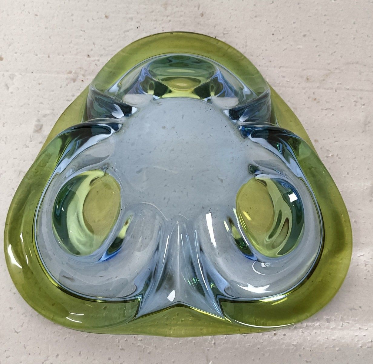 Beautiful Vintage Art Glass Murano  Dish Centerpiece Bowl Small Blue Green photo Home Decor