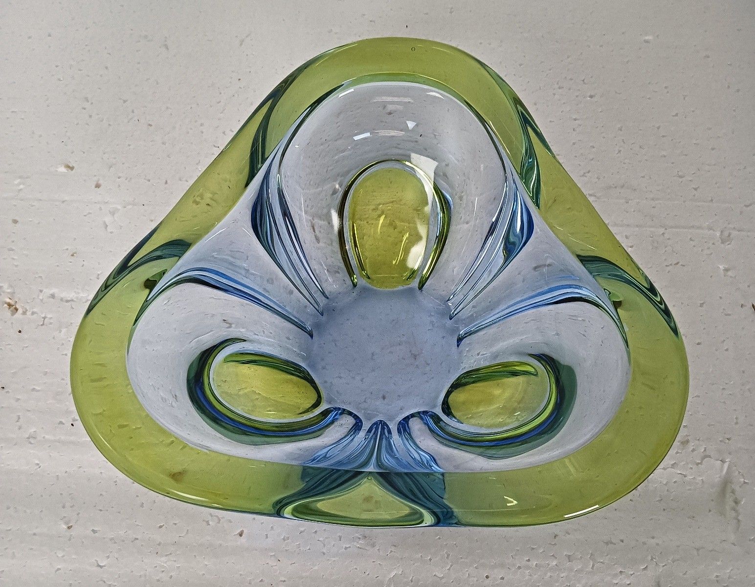 Beautiful Vintage Art Glass Murano  Dish Centerpiece Bowl Small Blue Green photo 118.0
