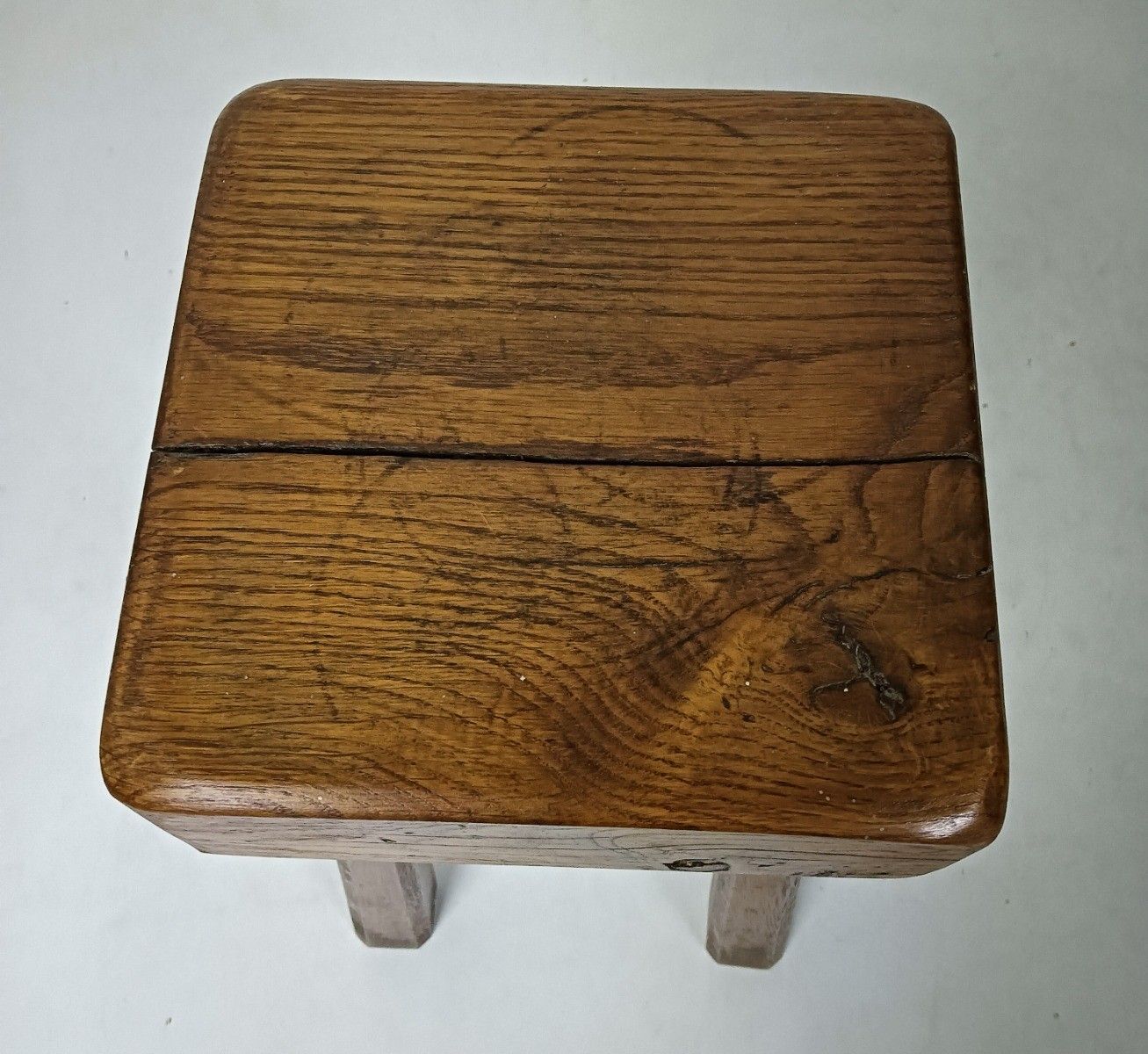 Antique Hand Carved Wood Milking Stool Pedestal Table Pedestal Barn Style Huge T photo buy