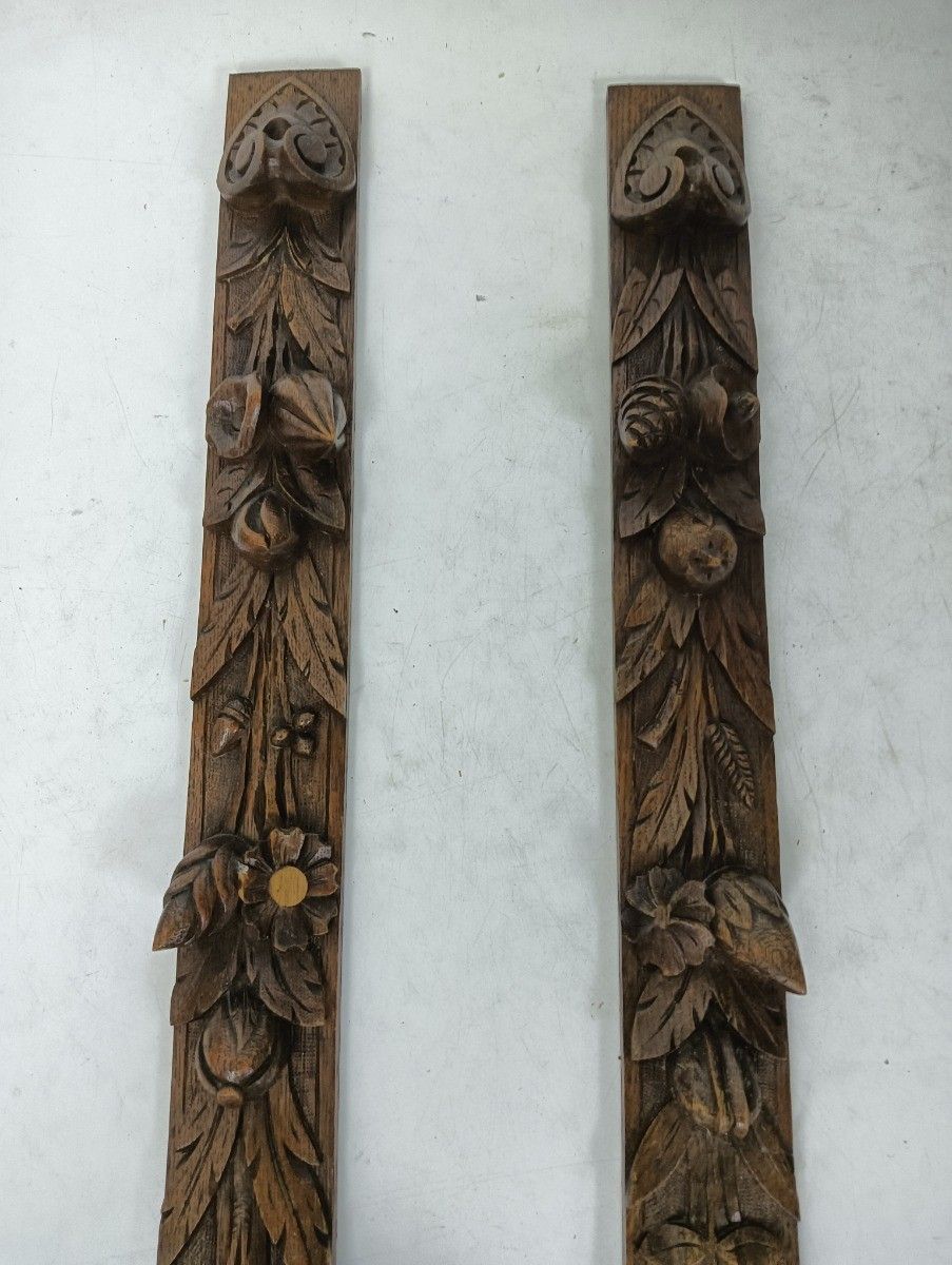 2 Pieces Antique French Carved Wood Reclaimed Architectural Trims Pediments Salv photo 268.0