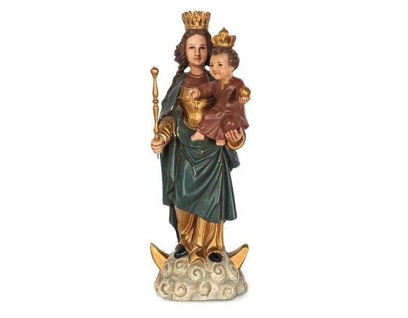 Statue Our Lady Of Arlon Notre Dame D'arlon With Infant Jesus Crowned Signed Vin