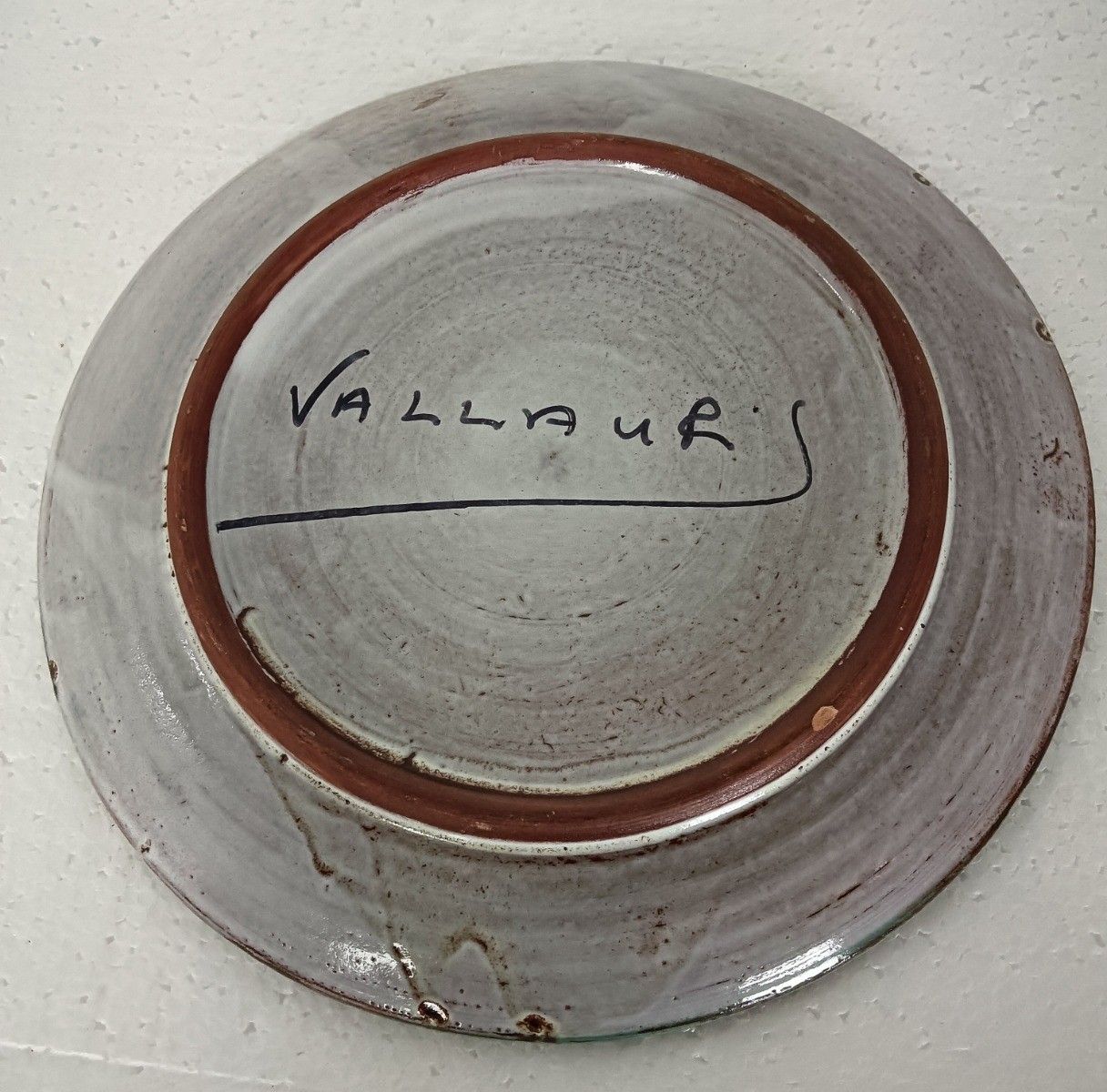 Cheese Plate  Ceramic  Vallauris  Vintage Pottery. Hand Decorate Thistles French photo Home Decor