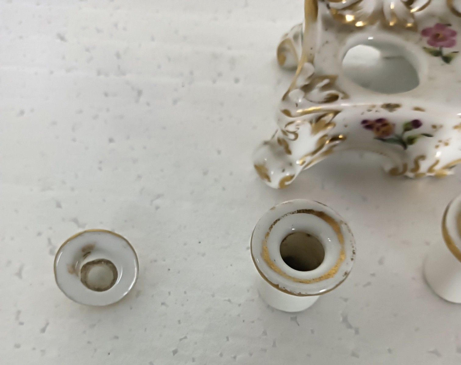 Beautiful Antique Small Ink Pot Porcelain Hand Painted Meissen Style photo furniture