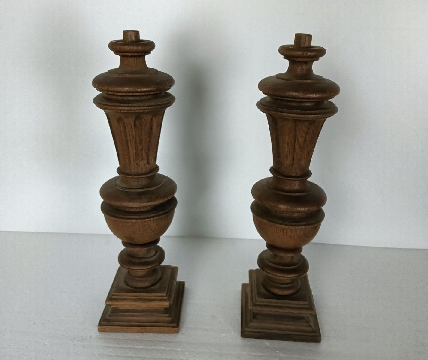Set Of 2 Reclaimed Carved Wood Antique Spindles Balusters Trim Posts Pillar Arch photo buy