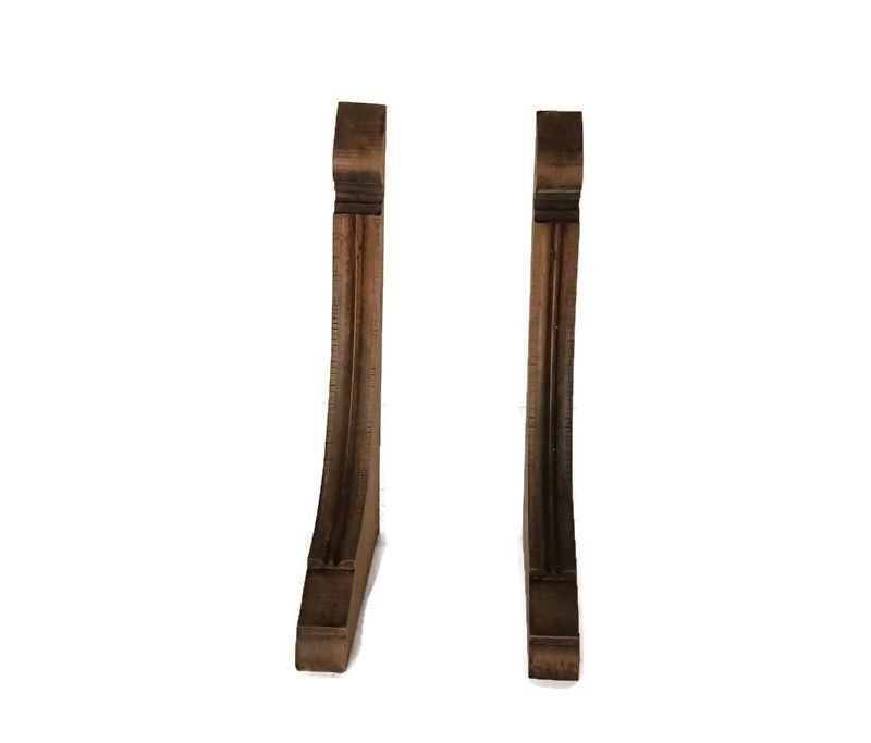 Two Small Antique Hand Carved Wooden Corbels Brackets Trims Reclaimed Architectu