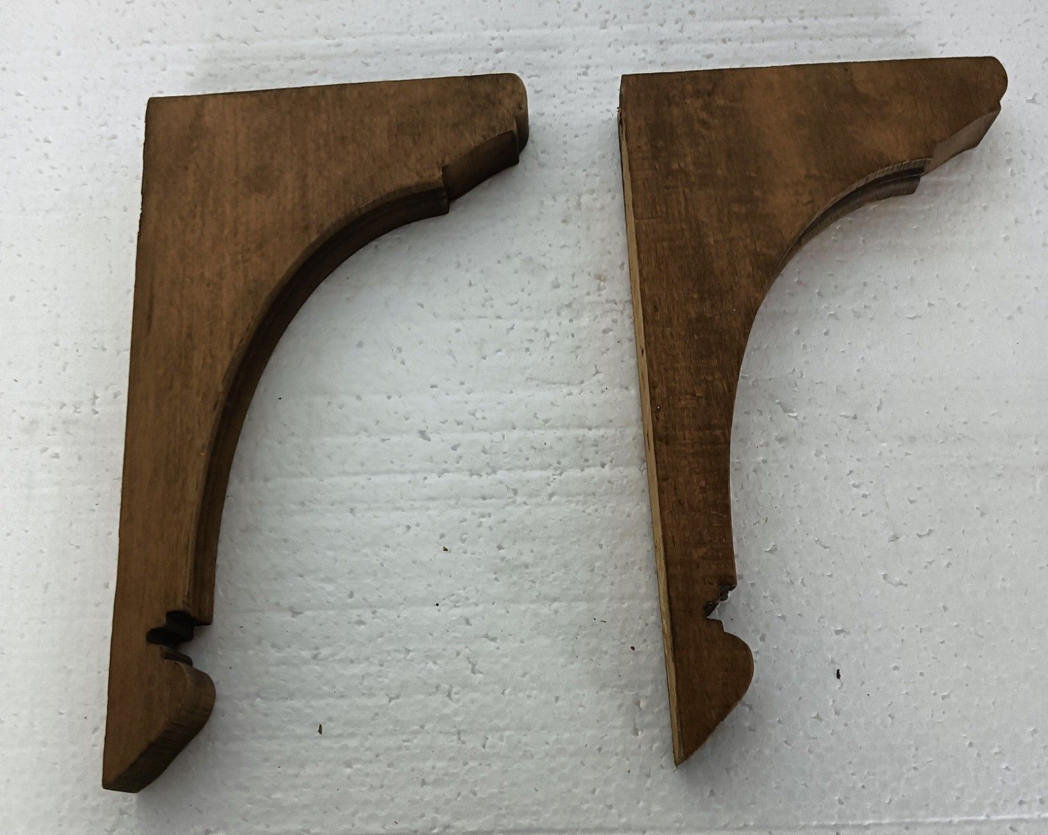 Two Small Antique Hand Carved Wooden Corbels Brackets Trims Reclaimed Architectu photo for sale