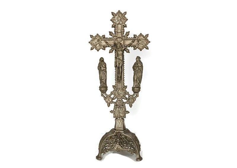 Standing Crucifix Cross Saint John Saint Mary Magdalene Golgotha Apostles Spelte