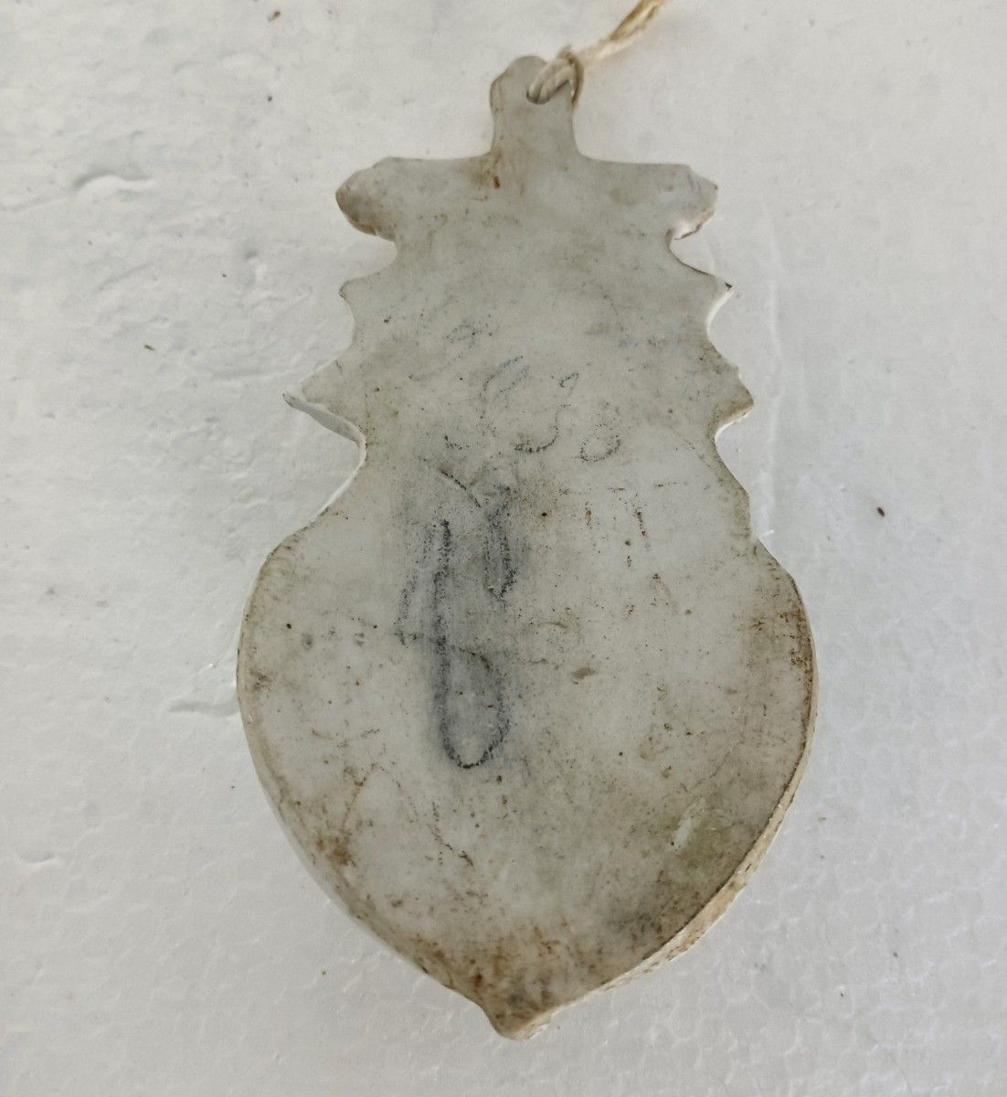 Antique Small Holy Water Font Vessel Bisque Porcelain Holy Heart Wall Hanging photo vintage