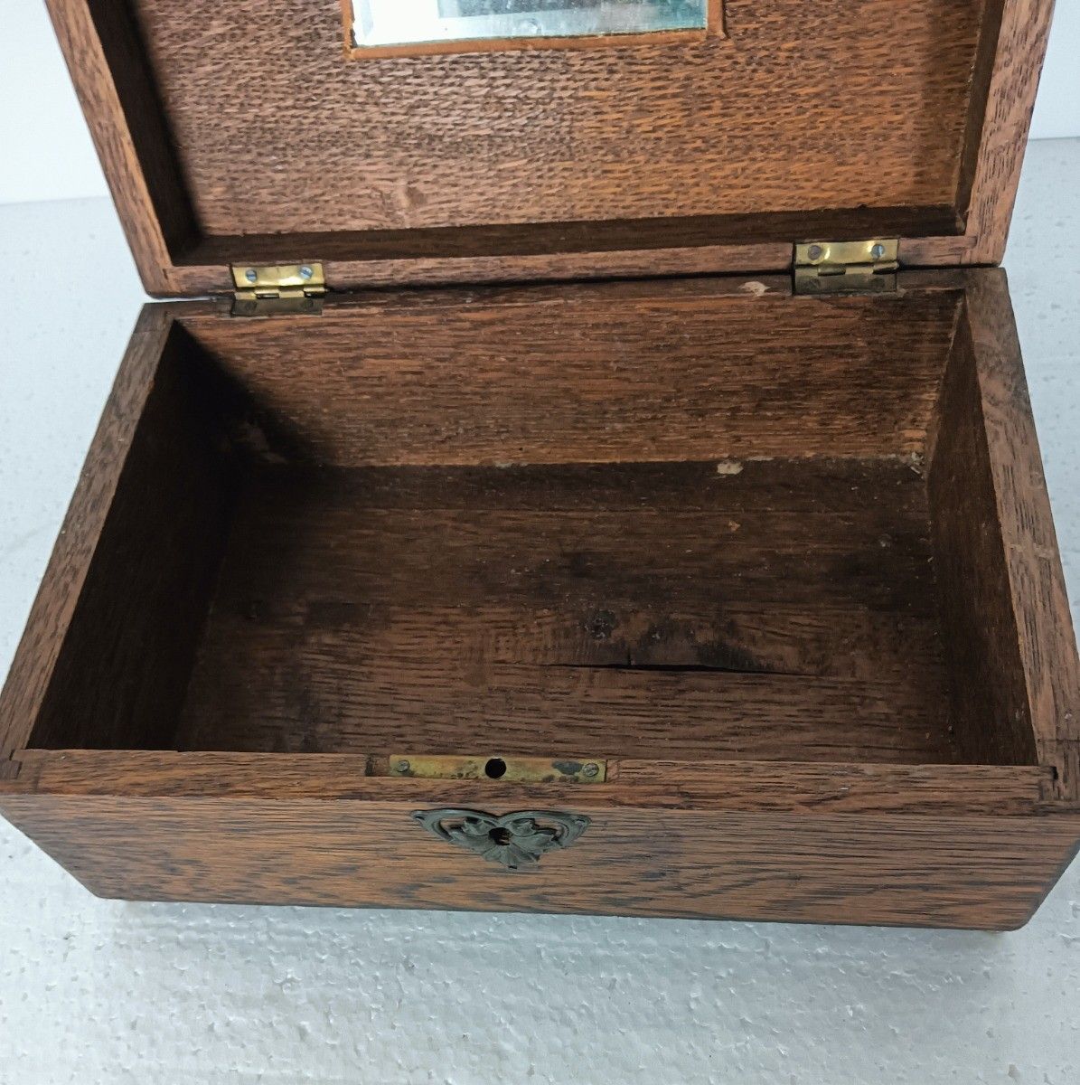 Antique  Wooden French Small Hope Chest Trunk Trinket Jewelry Box Metal Trim photo buy