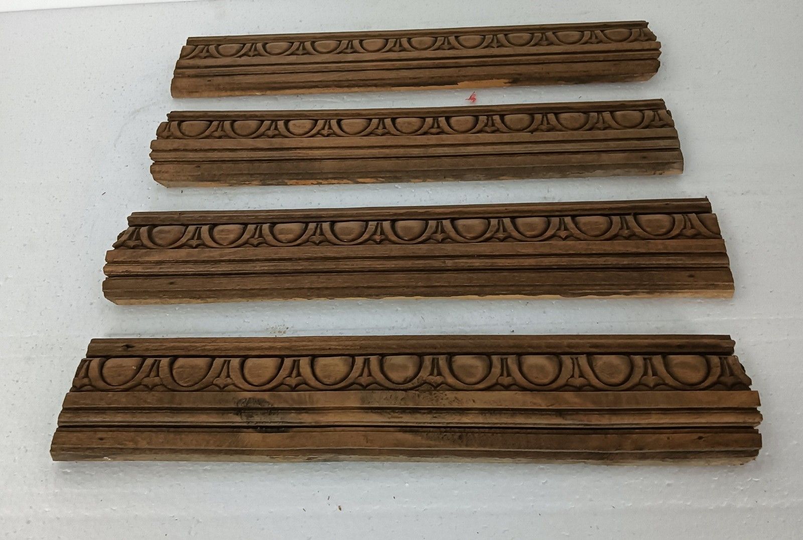 Set Of 4 Trims Corbels Pediments Boards Carved Wood Reclaimed Antique Salvaged A photo vinterior