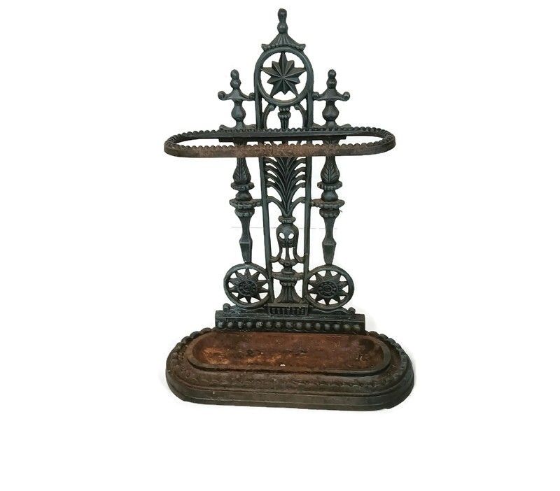 Antique Victorian Cast Iron Umbrella Walking Stick Cane Stand