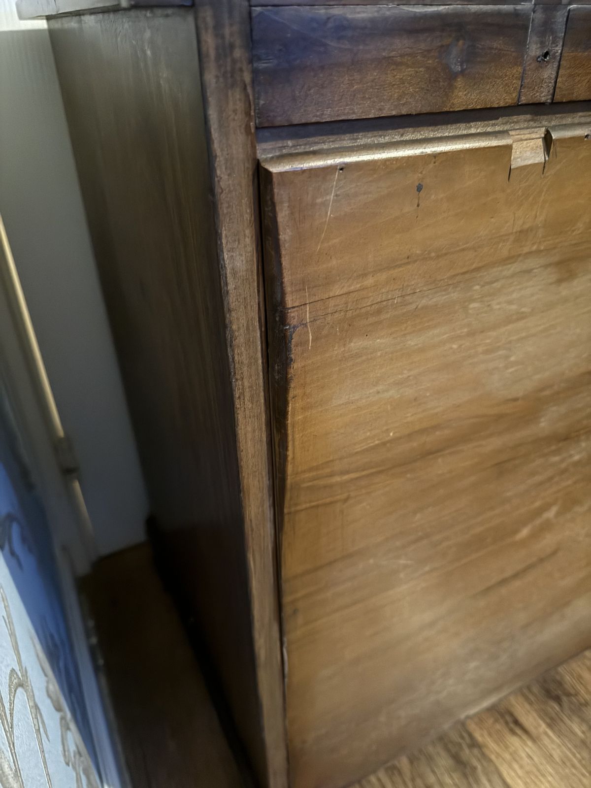 Antique Solid Pine Low Chest Of Drawers / Dresser Base C.1900 photo vinterior