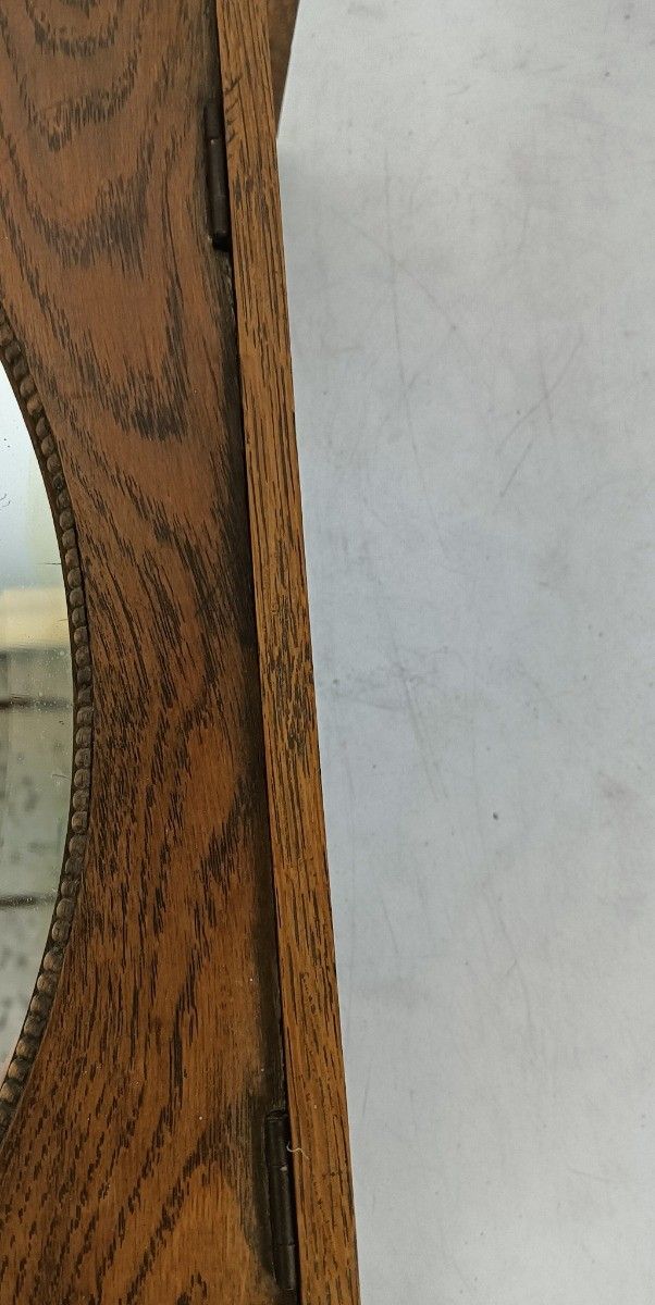Medicine Cabinet  Wood Antique Apothecary Kitchen Bathroom Farmhouse Oval Mirror photo vinterior