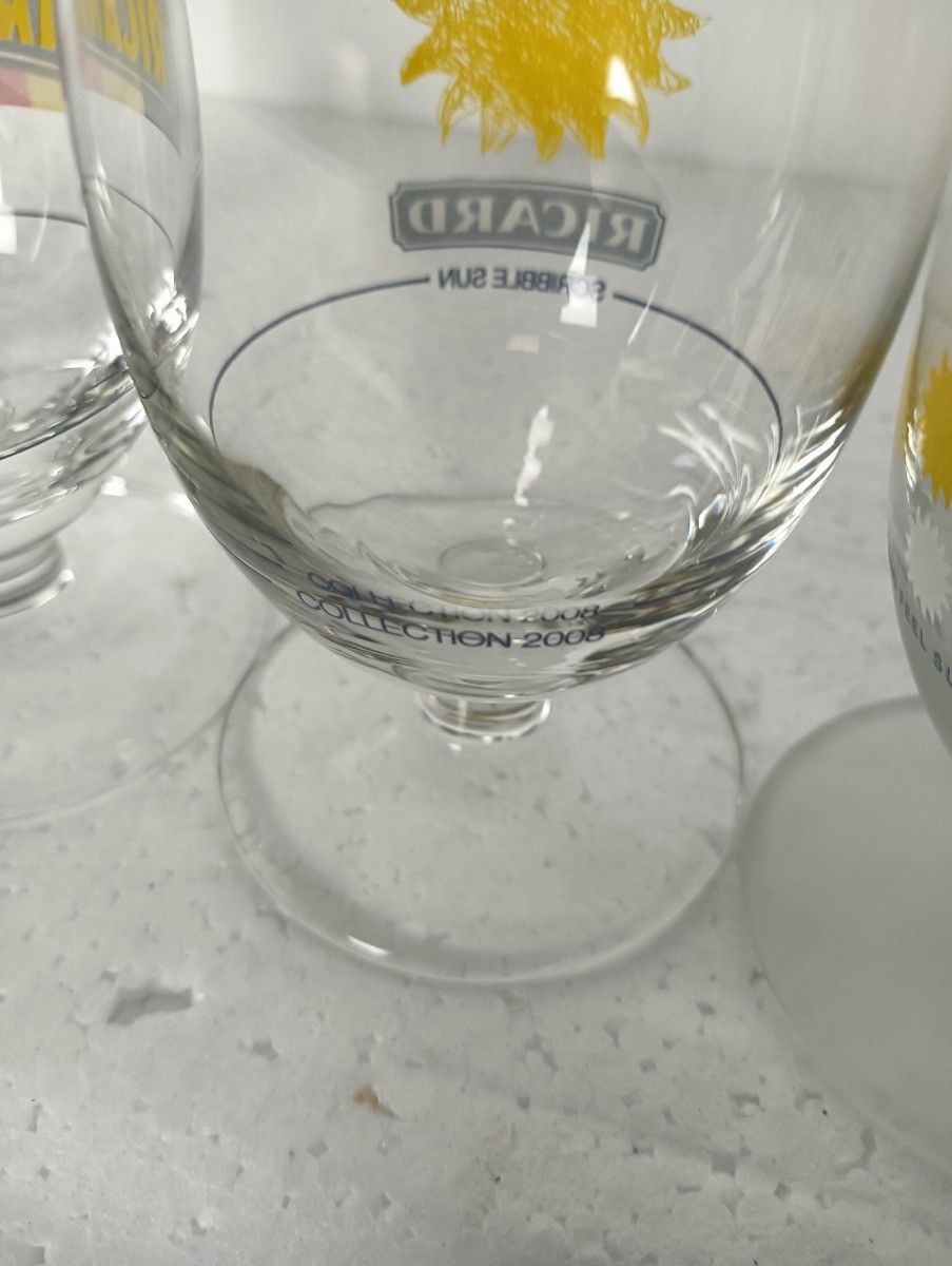Collection Of 4 Different Vintage French Ricard Glasses Pastis Apero France Coll photo for sale